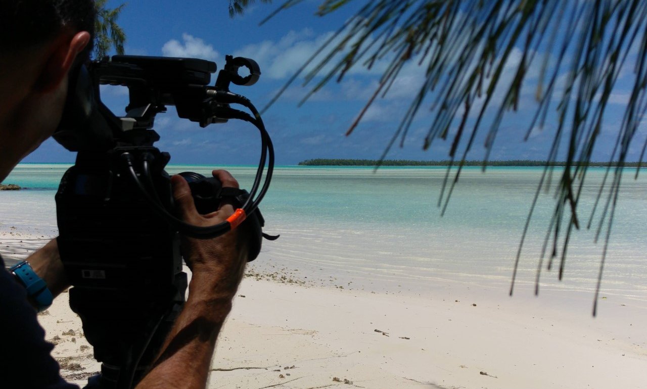 cameraman filming the lagoon